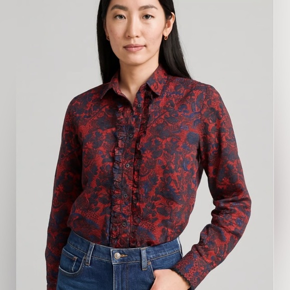 J. Crew Tops - NWT J.Crew Scallop Ruffle Perfect Shirt Slim Fit Size 2